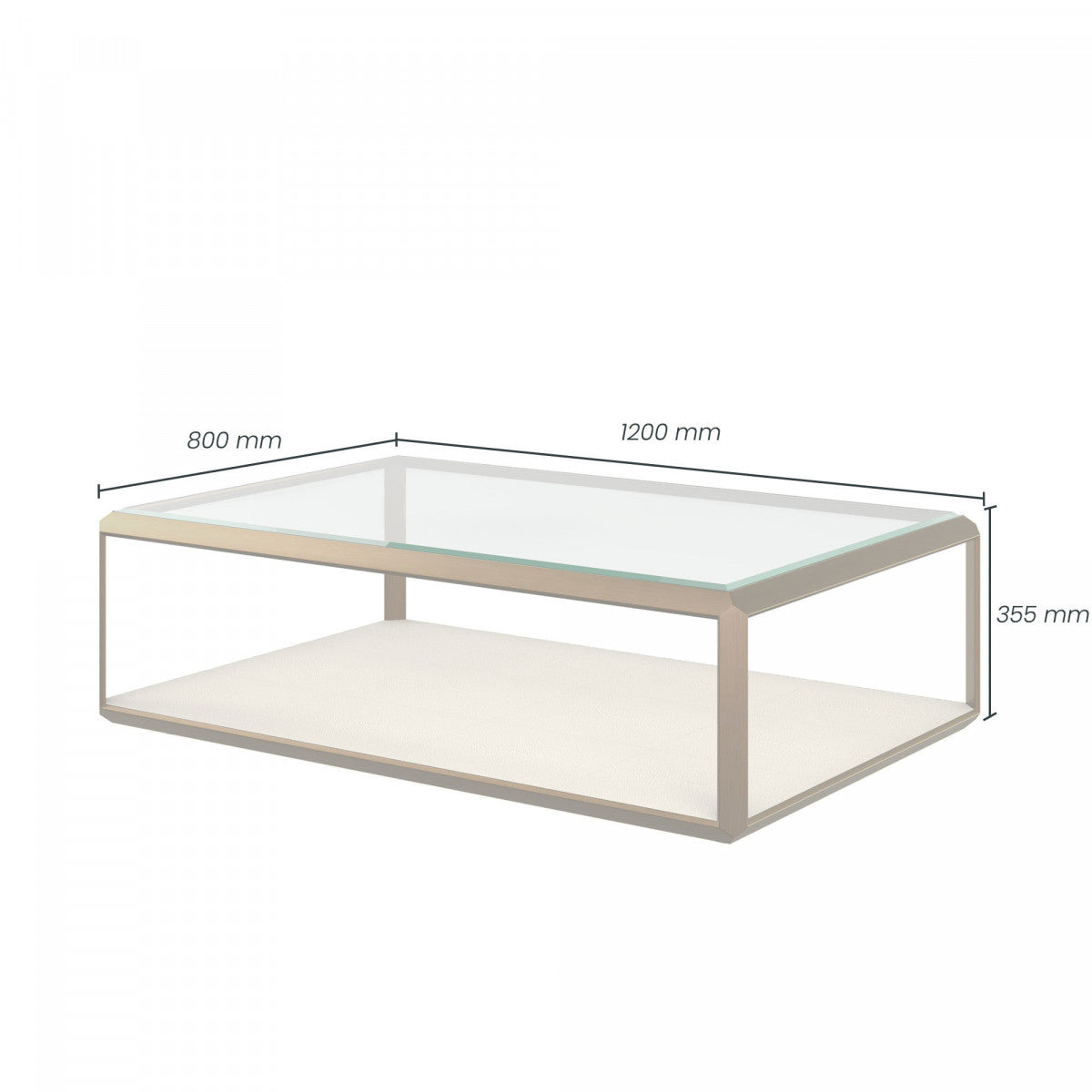 DI Designs Elmley Ivory Shagreen Brass & Clear Glass Rectangle Coffee Table